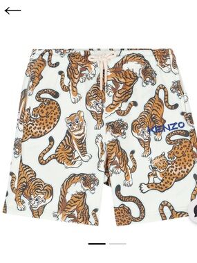 KENZO KIDS Younger Boys White Tiger Shorts Cotton